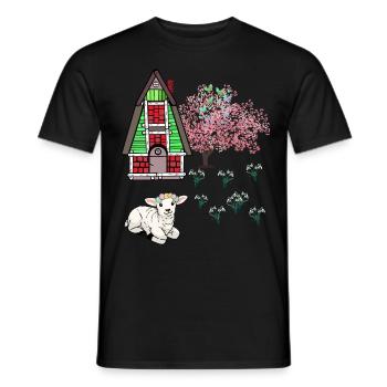 Frohe Ostern Lamm Schaff Ostern Natur Frühling - Männer T-Shirt - Schwarz - Vorne - AI Model Male 178 light (178cm)