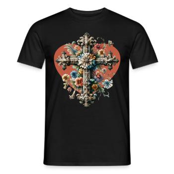 Kreuz Kruzifix Halloween Kreuz Kreuze - Männer T-Shirt - Schwarz - Vorne - AI Model Male 178 light (178cm)