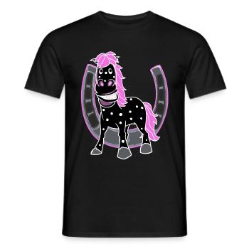 Pferd Pferde Hufeisen Reiterin Reiter Gaul witzig - Männer T-Shirt - Schwarz - Vorne - AI Model Male 178 light (178cm)