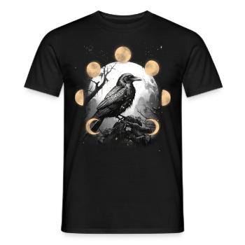 Halloween Ravens Crows Moon Phases Raven Crow - Men's T-Shirt - black - Front - AI Model Male 178 light (178cm)