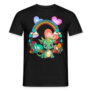 Rainbow Dragon Dragon Mythical Creature Child - Men's T-Shirt - black - Front - AI Model Male 178 light (178cm)