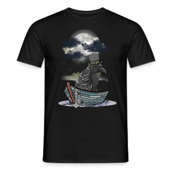 Crow Raven Raven Ferryman Halloween Boat Mystical - Men's T-Shirt - black - Front - AI Model Male 178 light (178cm)