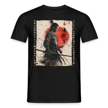 Samurai Fighter - Japanese Ukiyo-e Artwork - Men's T-Shirt - black - Front - AI Model Male 178 light (178cm)
