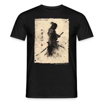 Samurai Fighter - Japanese Ukiyo-e Artwork - Men's T-Shirt - black - Front - AI Model Male 178 light (178cm)