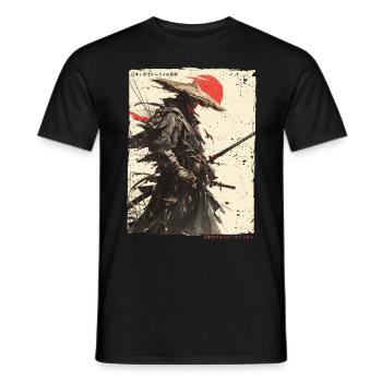 Samurai Fighter - Japanese Ukiyo-e Artwork - Men's T-Shirt - black - Front - AI Model Male 178 light (178cm)