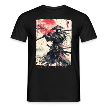 Samurai Fighter - Japanese Ukiyo-e Artwork - Men's T-Shirt - black - Front - AI Model Male 178 light (178cm)