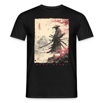 Samurai Fighter - Japanese Ukiyo-e Artwork - Men's T-Shirt - black - Front - AI Model Male 178 light (178cm)