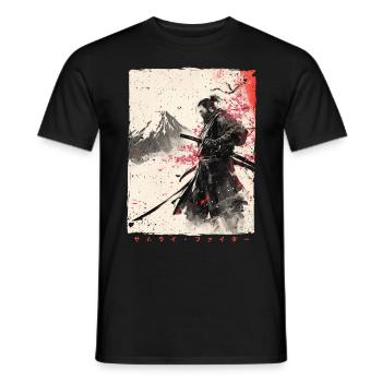Samurai Fighter - Japanese Ukiyo-e Artwork - Men's T-Shirt - black - Front - AI Model Male 178 light (178cm)