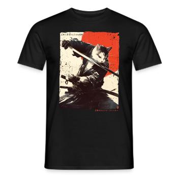 Chat samouraï Kawaii Chat ninja japonais - T-shirt homme - noir - Devant - AI Model Male 178 light (178cm)