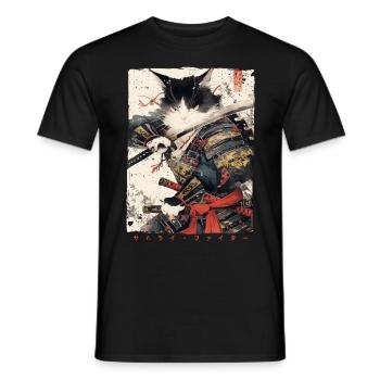Chat samouraï Kawaii Chat ninja japonais - T-shirt homme - noir - Devant - AI Model Male 178 light (178cm)