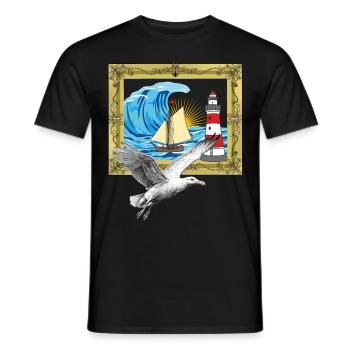 Mouette Mouettes maritimes Phare des oiseaux de mer - T-shirt homme - noir - Devant - AI Model Male 178 light (178cm)