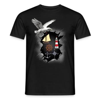 Mouette Mouettes maritimes Phare des oiseaux de mer - T-shirt homme - noir - Devant - AI Model Male 178 light (178cm)