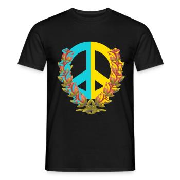Paix Paix Ukraine Roses Fleurs Signe de la paix - T-shirt homme - noir - Devant - AI Model Male 178 light (178cm)