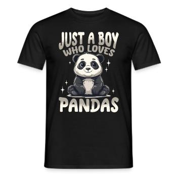 Funny Panda Animal Just A Boy Who Loves Pandas - Men's T-Shirt - black - Front - AI Model Male 178 light (178cm)