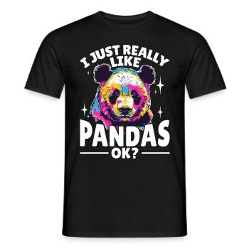 Funny Panda Animal I Just Really Like Pandas, Ok? - Men's T-Shirt - black - Front - AI Model Male 178 light (178cm)