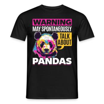 Funny Panda Animal Warning May Spontaneously - Men's T-Shirt - black - Front - AI Model Male 178 light (178cm)