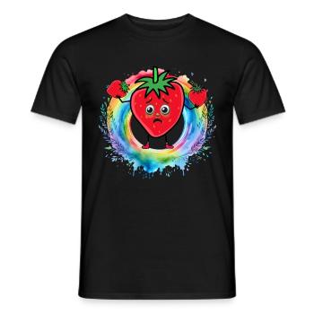 Regenbogen Erdbeeren Erdbeere Obst Früchte - Männer T-Shirt - Schwarz - Vorne - AI Model Male 178 light (178cm)