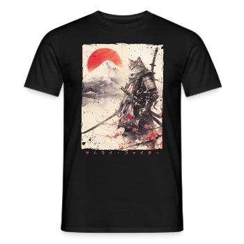 Samurai Cat Kawaii Japanese Ninja Cat - Men's T-Shirt - black - Front - AI Model Male 178 light (178cm)