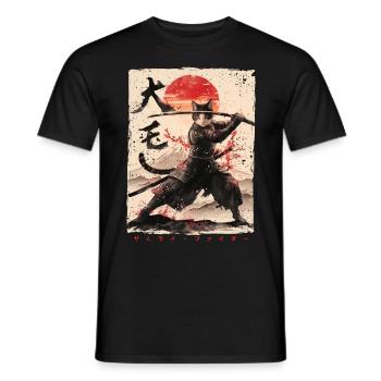 Samurai Cat Kawaii Japanese Ninja Cat - Men's T-Shirt - black - Front - AI Model Male 178 light (178cm)