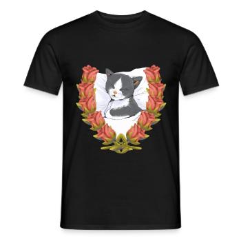 Cat Cats Kitten Sleeping Child - Men's T-Shirt - black - Front - AI Model Male 178 light (178cm)