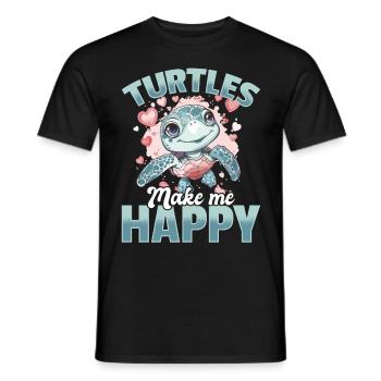 Drôle de tortue de mer Les tortues animales me rendent heureux - T-shirt homme - noir - Devant - AI Model Male 178 light (178cm)