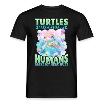 Drôle de tortue de mer Les tortues animales me rendent heureux - T-shirt homme - noir - Devant - AI Model Male 178 light (178cm)