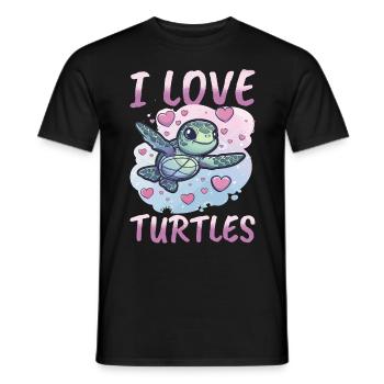 Funny Sea Turtle Animal I Love Turtles - Männer T-Shirt - Schwarz - Vorne - AI Model Male 178 light (178cm)