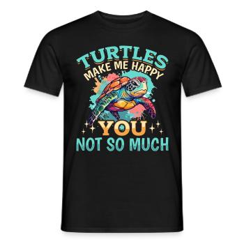 Drôle de tortue de mer Les tortues animales me rendent heureux - T-shirt homme - noir - Devant - AI Model Male 178 light (178cm)