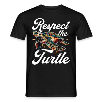 Funny Sea Turtle Animal Respect the Turtle - Männer T-Shirt - Schwarz - Vorne - AI Model Male 178 light (178cm)