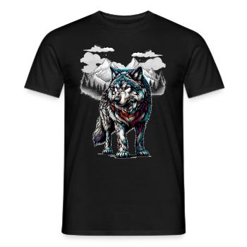 Loups, Loup, Nature, Nature, Sauvage, Animaux Sauvages, Animaux De Meute - T-shirt homme - noir - Devant - AI Model Male 178 light (178cm)