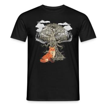 Fox, Foxes, Forest Animals, Mountains, Nature, Wildlife - Men's T-Shirt - black - Front - AI Model Male 178 light (178cm)