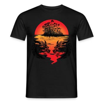 Dragon Mer du Sud Île Fantaisie Coucher de soleil Mer - T-shirt homme - noir - Devant - AI Model Male 178 light (178cm)