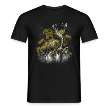 Rehbock Hirsch Hirsche Geweih Natur Wild Reh - Männer T-Shirt - Schwarz - Vorne - AI Model Male 178 light (178cm)