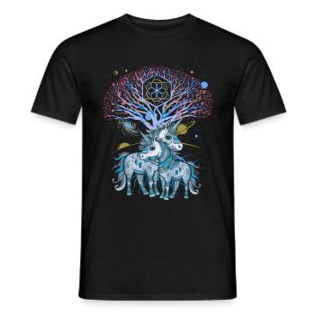 Einhörner Einhorn Schamane Natur Wald indianisch - Männer T-Shirt - Schwarz - Vorne - AI Model Male 178 light (178cm)