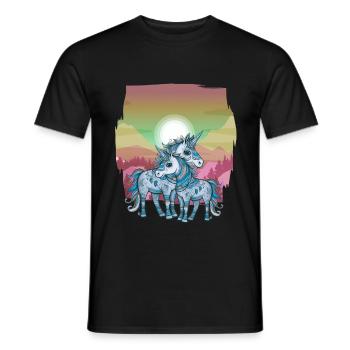 Einhörner Einhorn Schamane Natur Wald indianisch - Männer T-Shirt - Schwarz - Vorne - AI Model Male 178 light (178cm)