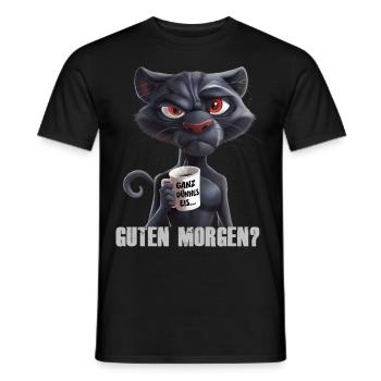 Guten Morgen dünnes Eis schwarze Katze - Männer T-Shirt - Schwarz - Vorne - AI Model Male 178 light (178cm)