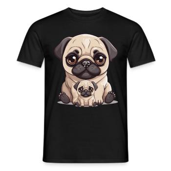 Carlin Chien Chiens Maman Enfant Bébé Chiens - T-shirt homme - noir - Devant - AI Model Male 178 light (178cm)
