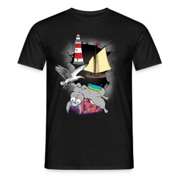 Bunny Sailor Valise Voyage Croisière Bateau Seagull - T-shirt homme - noir - Devant - AI Model Male 178 light (178cm)
