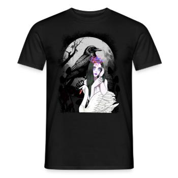 Mystisch Krähe Schwan Märchen Fee Elfe Vögel - Männer T-Shirt - Schwarz - Vorne - AI Model Male 178 light (178cm)