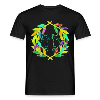 Retro Katze Katzen 80er 90er Vintage - Männer T-Shirt - Schwarz - Vorne - AI Model Male 178 light (178cm)