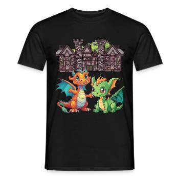 Mittelalter Drache Drachen - Männer T-Shirt - Schwarz - Vorne - AI Model Male 178 light (178cm)