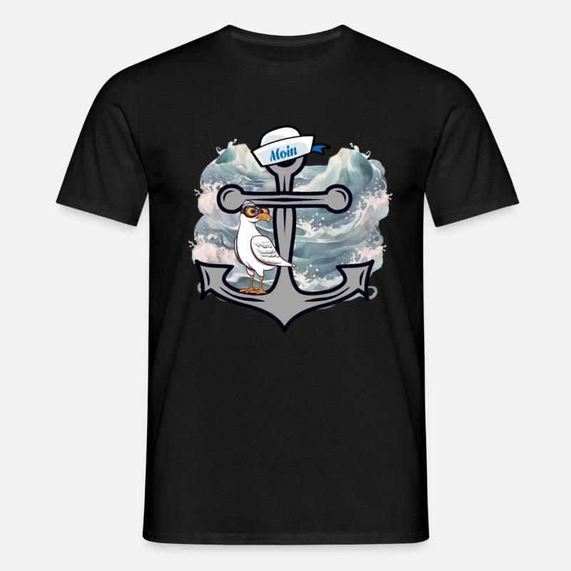 Maritim Möwe Möwen Seefahrer Seemänner - Männer T-Shirt - Schwarz
