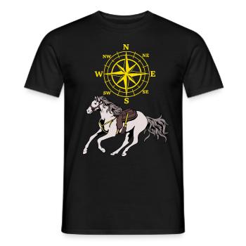 Boussole Cheval Cheval Aventure Rose des vents Équitation - T-shirt homme - noir - Devant - AI Model Male 178 light (178cm)
