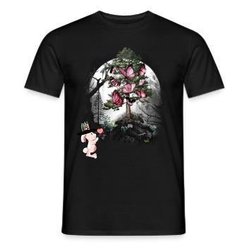 Lapin Forêt Habitants de la forêt Papillons - T-shirt homme - noir - Devant - AI Model Male 178 light (178cm)