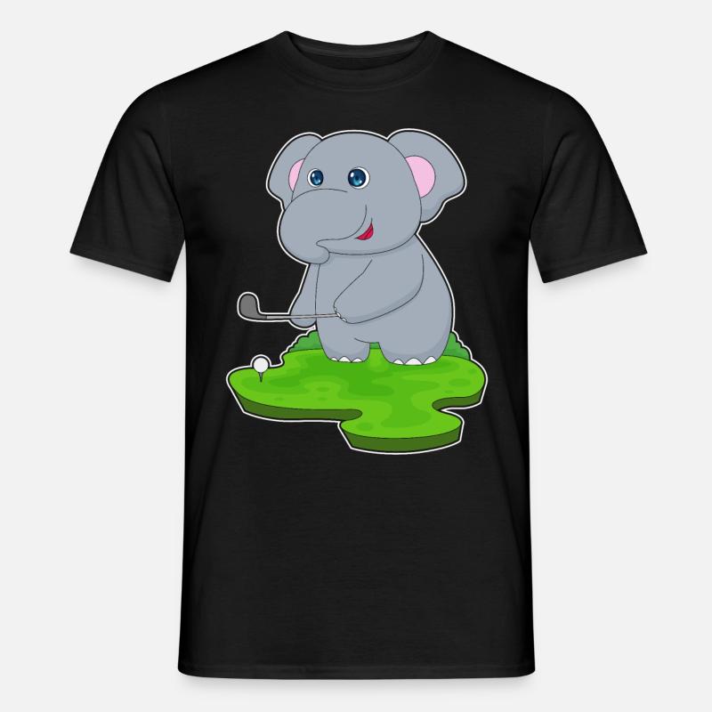 Elefant Golf Golfschläger - Männer T-Shirt - Schwarz