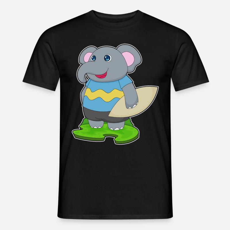 Elefant surfer surfebrett - T-skjorte herre - svart