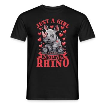 Rhinozeros Animal Just A Girl Who Loves Rhinos - Männer T-Shirt - Schwarz - Vorne - AI Model Male 178 light (178cm)