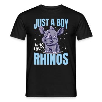 Rhinozeros Animal Just A Boy Who Loves Rhinos - Männer T-Shirt - Schwarz - Vorne - AI Model Male 178 light (178cm)