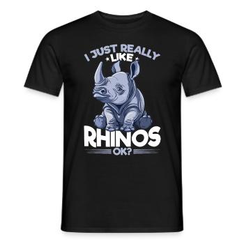 Rhinozeros Animal I Just Really Like Rhinos, Ok? - Männer T-Shirt - Schwarz - Vorne - AI Model Male 178 light (178cm)