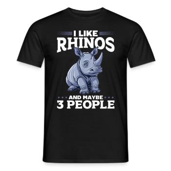 Rhinoceros Animal I Like Rhinos And Maybe 3 People - Men's T-Shirt - black - Front - AI Model Male 178 light (178cm)
